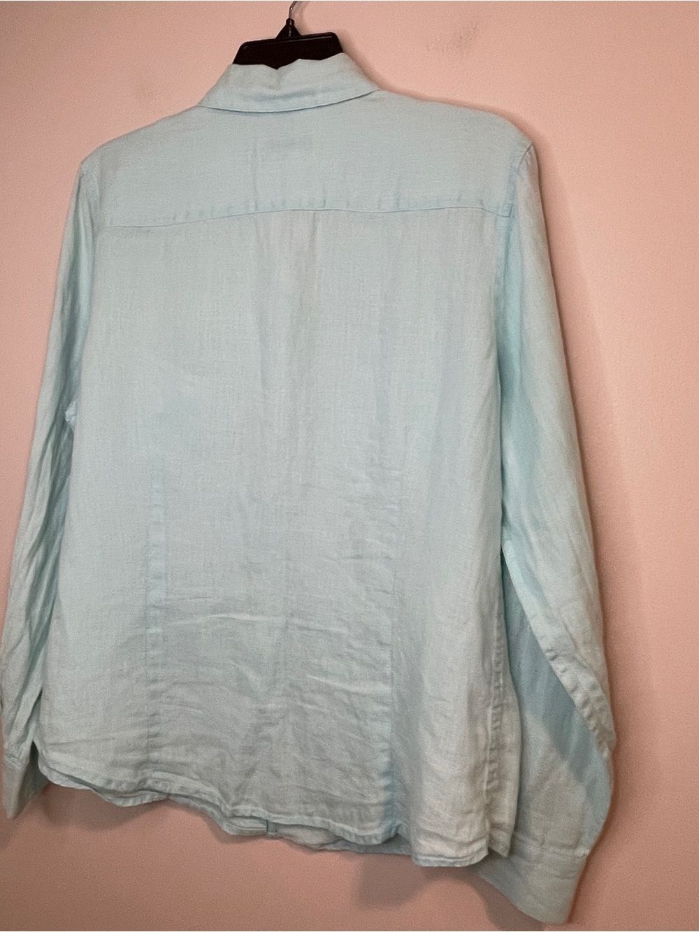 Talbots Light Blue Button-Down Irish Linen Shirt - Picture 3 of 6